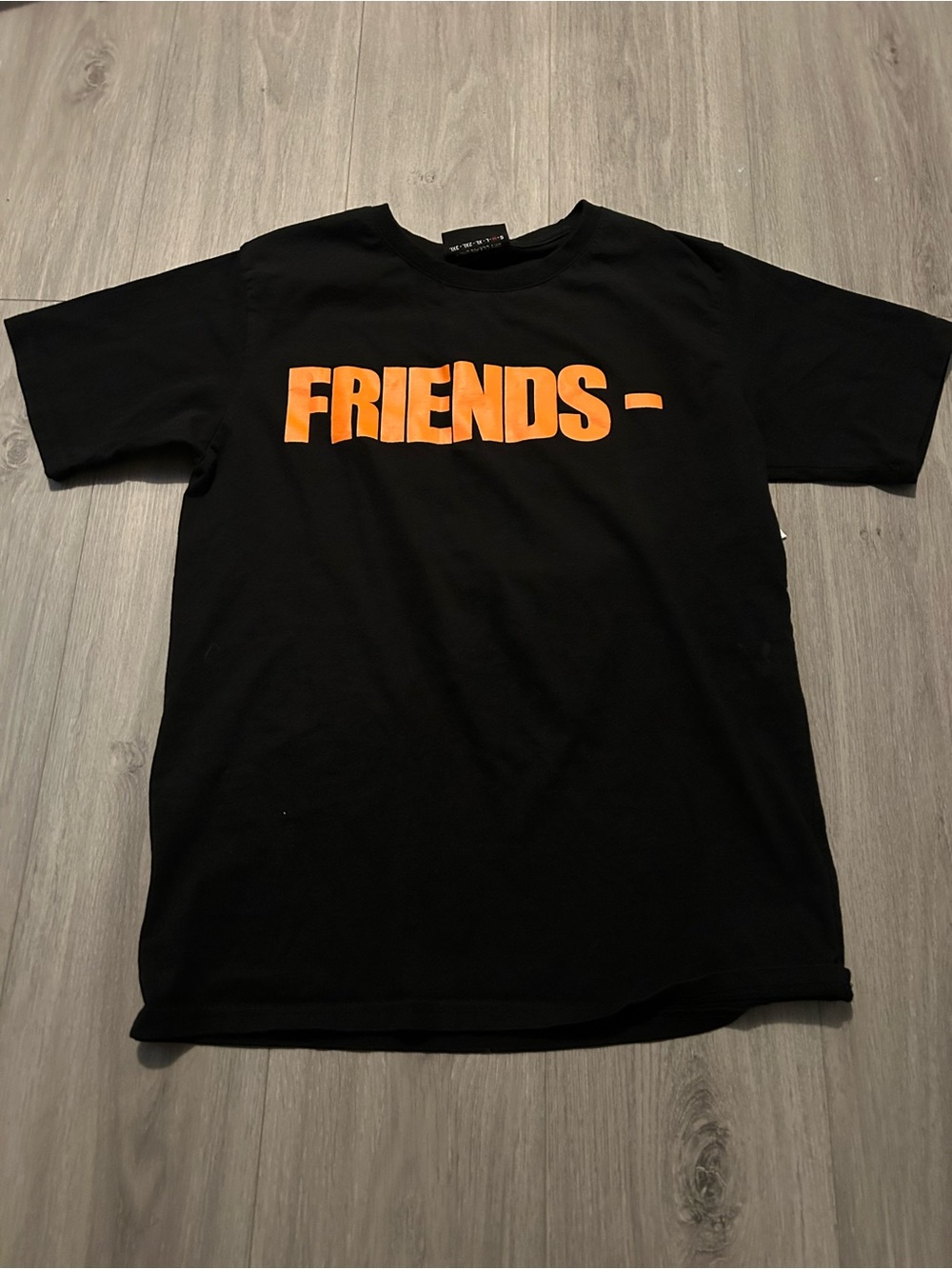 VLONE Black Tee with Orange and Red Accents